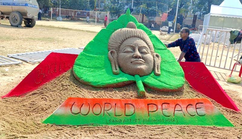 From Sand to Silence: Artist Madhurendra Kumar Creates Record-Breaking Buddha in Bodh Gaya